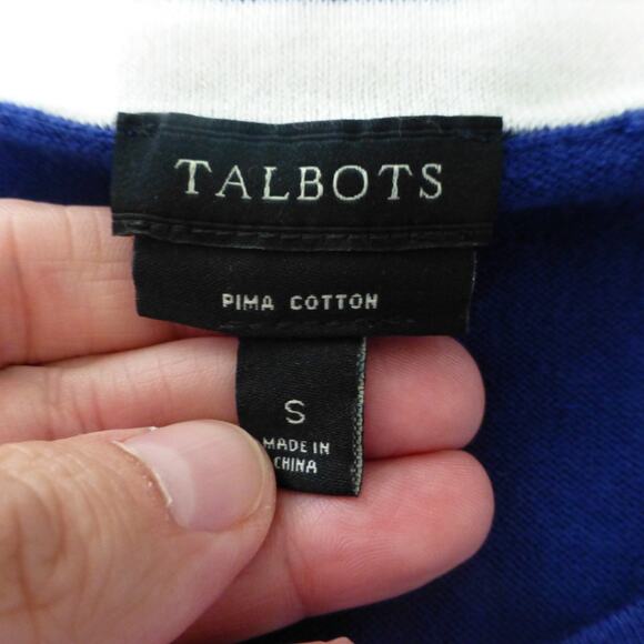 Talbots Sweater Womens Small Cardigan Button Up Blue Pima Cotton Grandma Teacher - Picture 4 of 8